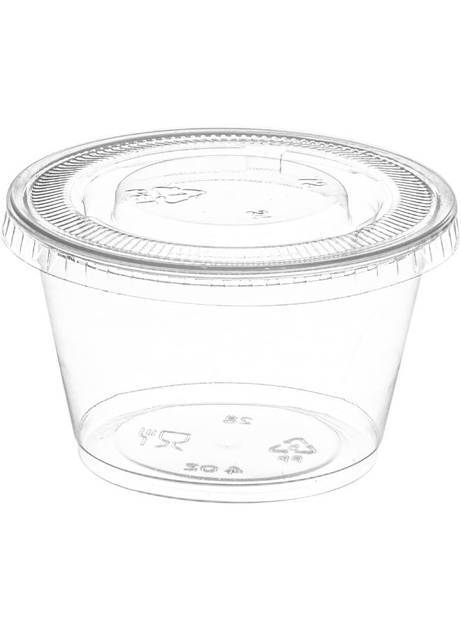 كريستال وير أكواب كريستالوير البلاستيكية للاستخدام مرة واحدة مع أغطية - 100 مجموعة، شفافة 4 أونصة.