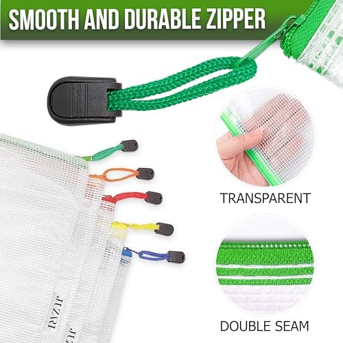 JUZARI 22 Pack Mesh Zipper Pouch Bags 10x14 inch - Plastic Zipper Pouches for Organizing - Document Bags With Zippers - Letter Size Zippered Pouch - Document Pouches With Zippers - Image 2