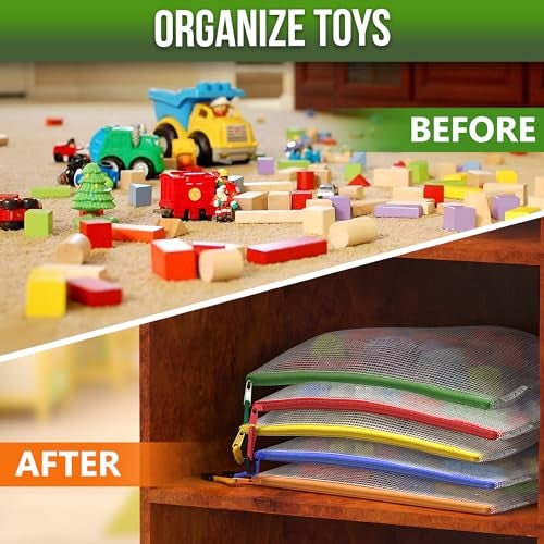 JUZARI 22 Pack Mesh Zipper Pouch Bags 10x14 inch - Plastic Zipper Pouches for Organizing - Document Bags With Zippers - Letter Size Zippered Pouch - Document Pouches With Zippers - Image 5