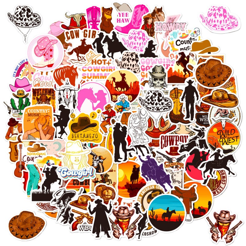 DothRayan Cowboy Stickers Cowgirl Stickers Combo 100 PCS, Country Western Decals Vinyl Waterproof Sticker for Water Bottle Laptop Luggage Gifts for Teens Kids Adult - Image 2