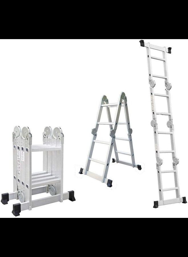 ABBASALI Multi Purpose 4x2 x 2.6m Foldable Aluminium Ladder 8 Rungs  - Image 2