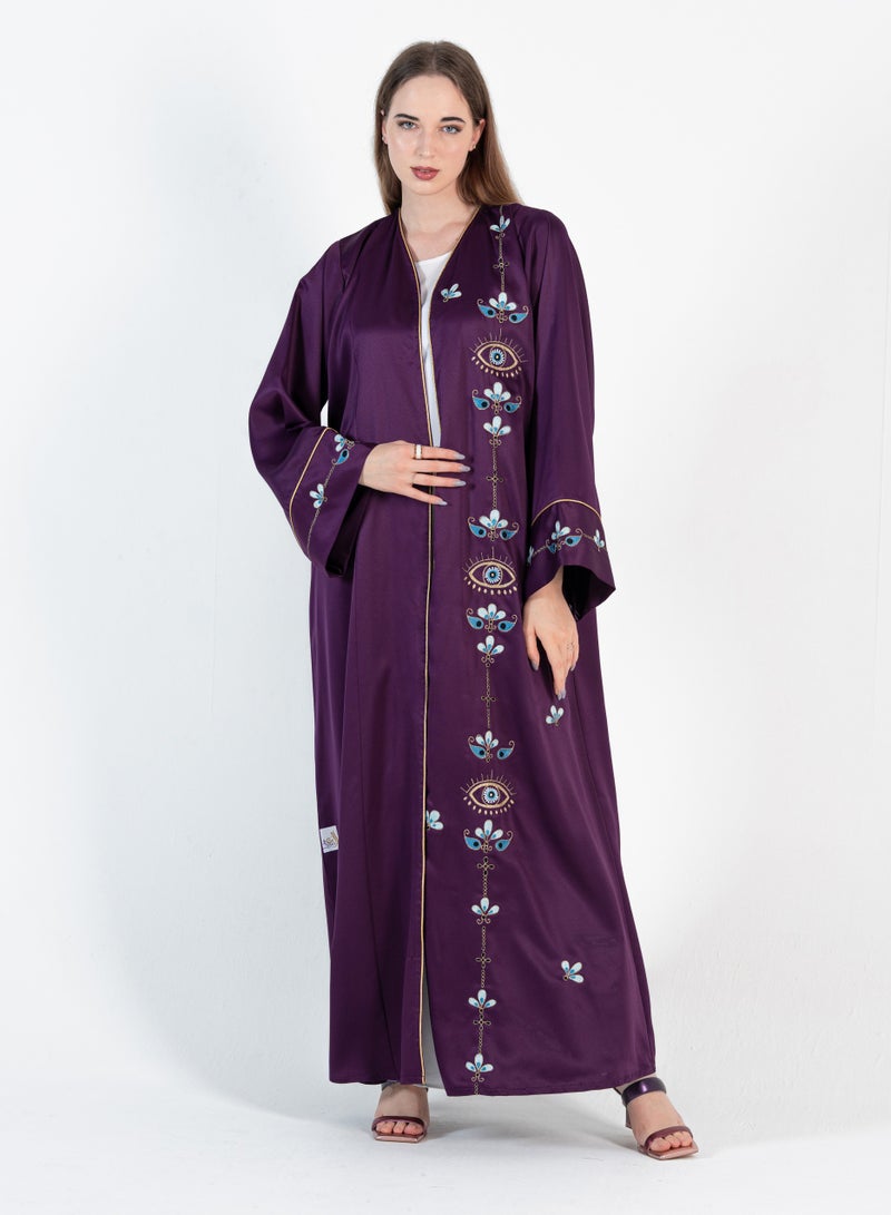 Rosette Abaya Elegant Stylish Bisht With Embroidery - Image 1