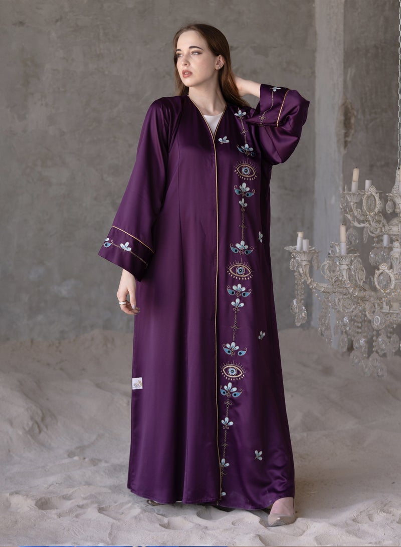 Rosette Abaya Elegant Stylish Bisht With Embroidery - Image 2