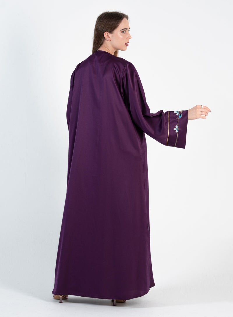 Rosette Abaya Elegant Stylish Bisht With Embroidery - Image 5