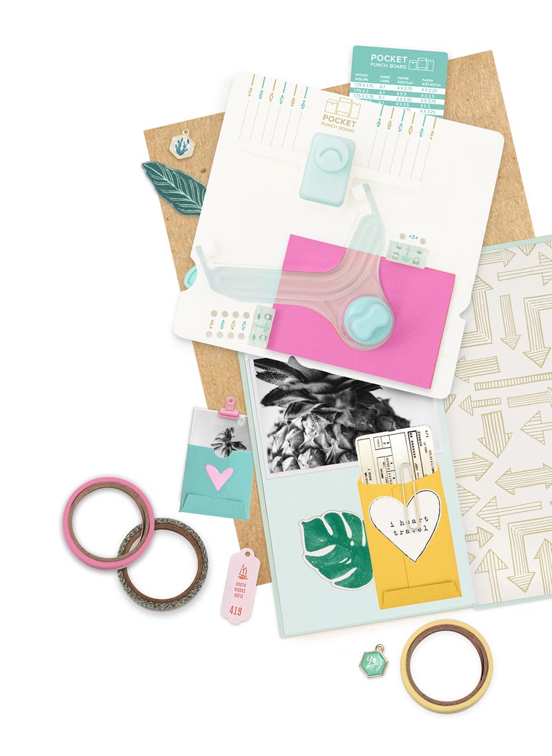 We R Memory Keepers Pocket Maker Punch Board, 6-Piece, Create Pockets to Store Keepsakes Over 100 Pocket Sizes, for Journaling, Scrapbooking, & More