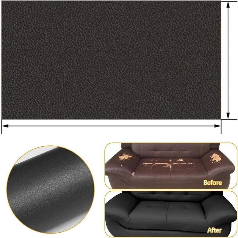 VANITYA رقعة إصلاح جلدية | رقعة إصلاح جلدية ذاتية اللصق لكرسي bean، الأرائك، الأريكة، الأثاث، مقعد السيارة، الحقائب اليدوية | رقعة جلدية مضادة للخدش للإصلاح السريع ومقاومة للماء (30 * 60 سم) باللون الأسود - Image 5