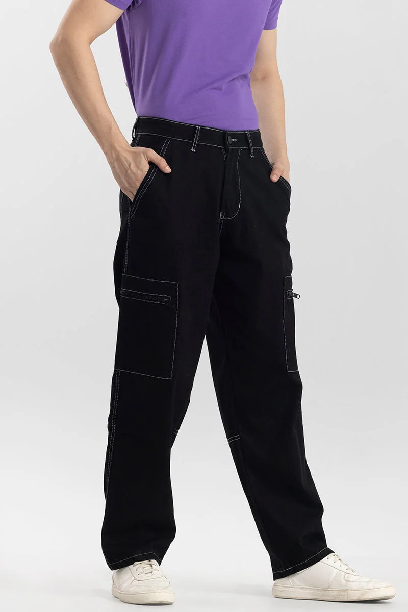 SNITCH  Egnis Black Baggy Fit Jeans for Men | Best Price UAE