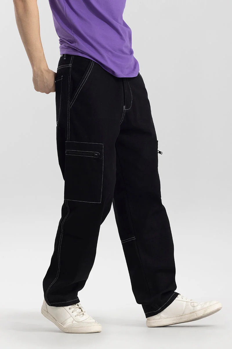 SNITCH  Egnis Black Baggy Fit Jeans for Men | Best Price UAE