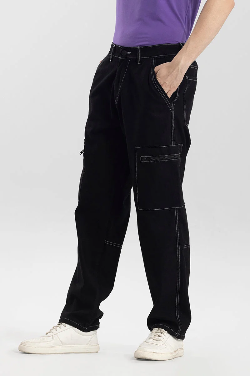 SNITCH  Egnis Black Baggy Fit Jeans for Men | Best Price UAE