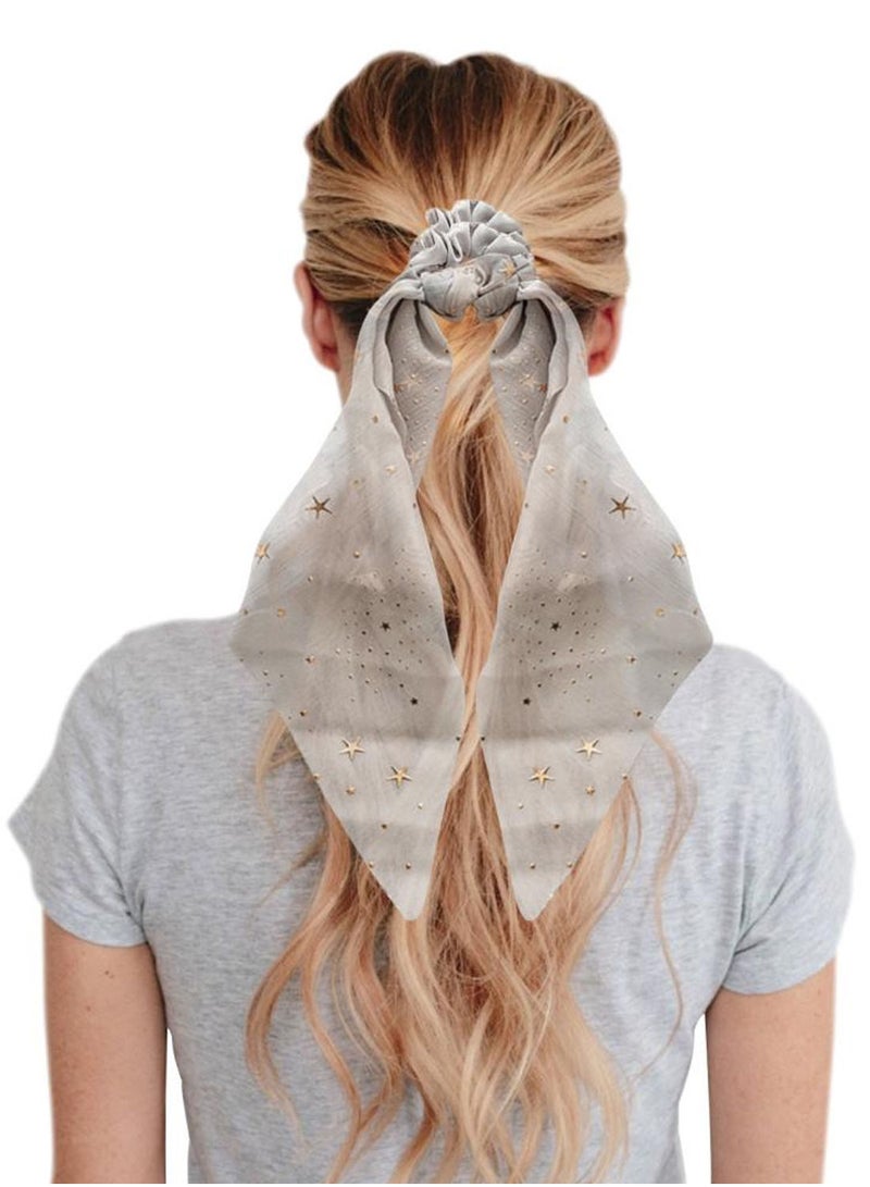 Alissa 1-Pcs Ribbon Bow Scrunchies Hair Bands Scarf - Image 3