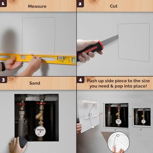 Morvat Adjustable Spring Access Panel 12"x12" Inches, for Drywall, Ceiling, Electrical, Plumbing Heavy-Duty & Easy Install, Wall Hole Cover Plate, White | Fits 7.5"x8.5" - 12"x12" Inches | (1-Pack) - Image 3