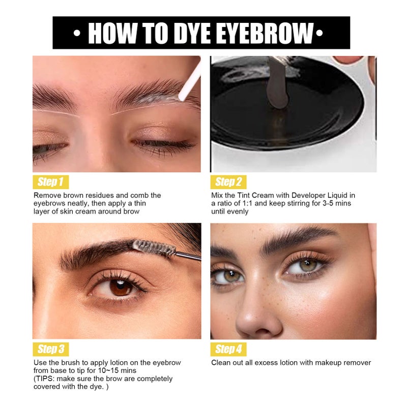 EELHOE Eyelash & Brow Tint Dye Professional Series Natural Long-lasting Semipermanent DIY Makeup Kit - Image 5