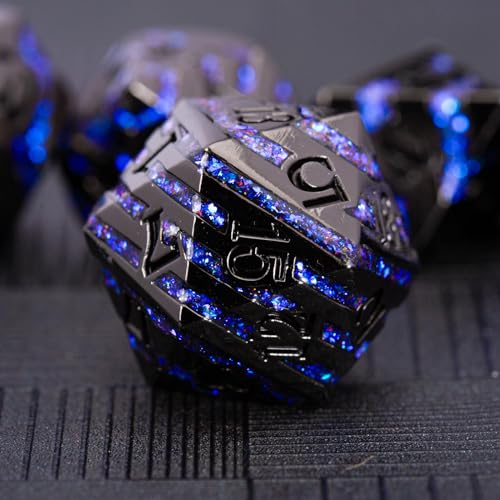 Maywin Inlay Metal Dice Set 7pcs Luxury DND Dice with Decorative Inlay Heavy Zinc Alloy RPG Dice for Tabletop Games - Image 1