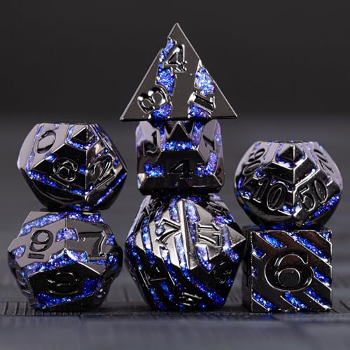Maywin Inlay Metal Dice Set 7pcs Luxury DND Dice with Decorative Inlay Heavy Zinc Alloy RPG Dice for Tabletop Games - Image 5