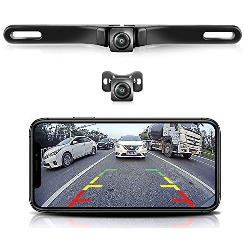 GreenYi WiFi Car Backup Camera, GreenYi 5G 720P HD Car License Plate Rear/Front View Reverse Camera for iPhone iPad Android Smart Phones Tablets Which Support Double Band WiFi - Image 1