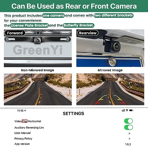 GreenYi WiFi Car Backup Camera, GreenYi 5G 720P HD Car License Plate Rear/Front View Reverse Camera for iPhone iPad Android Smart Phones Tablets Which Support Double Band WiFi - Image 3