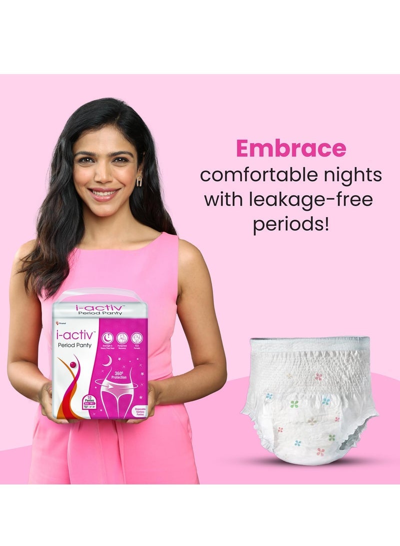 i-activ i activ سروال شهري للفتيات والنساء | إم إل | حزمة 10 | سراويل الدورة الشهرية للنساء | ضمادات الأمومة بعد الولادة لفترات التدفق الغزير | حماية بزاوية 360 درجة | مقاس الخصر - 24 بوصة إلى 39 بوصة - Image 2
