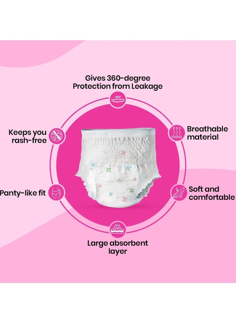 i-activ i activ سروال شهري للفتيات والنساء | إم إل | حزمة 10 | سراويل الدورة الشهرية للنساء | ضمادات الأمومة بعد الولادة لفترات التدفق الغزير | حماية بزاوية 360 درجة | مقاس الخصر - 24 بوصة إلى 39 بوصة - Image 3