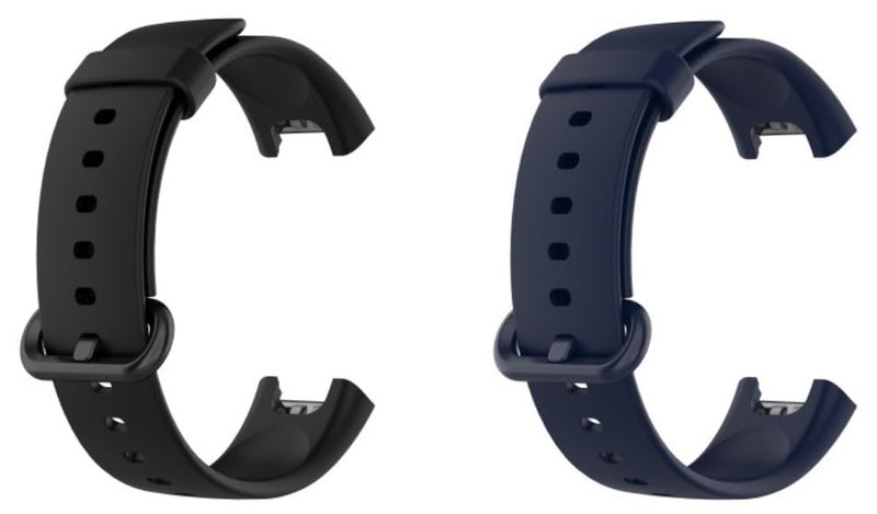 EDNITA Redmi Watch 2 Lite & Redmi GPS Smart Watch Band Strap with Soft Silicone Classic Strap & Secure Buckle - Black & Blue - Pack of 2 - Image 1