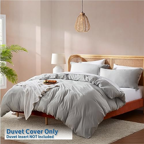 Nestl Light Grey Duvet Cover King Size - Soft Double Brushed King Duvet Cover Set, 3 Piece, with Button Closure, 1 Duvet Cover 104x90 inches and 2 Pillow Shams - Image 2