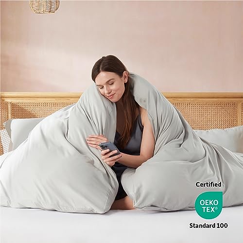 Nestl Light Grey Duvet Cover King Size - Soft Double Brushed King Duvet Cover Set, 3 Piece, with Button Closure, 1 Duvet Cover 104x90 inches and 2 Pillow Shams - Image 3