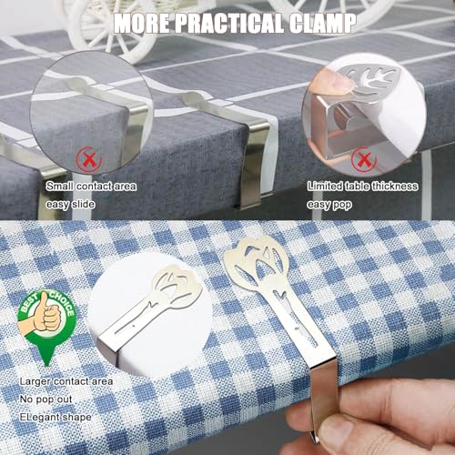 CUNGLIN Tablecloth Clips for Outdoor Tables, Tulip Shape Picnic Table Cloth Holder Clip Large Thick Stainless Steel Decorative Cover Clamp Pin for Indoor Party Wedding RV Accessories 10 Pack - Image 5