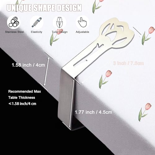 CUNGLIN Tablecloth Clips for Outdoor Tables, Tulip Shape Picnic Table Cloth Holder Clip Large Thick Stainless Steel Decorative Cover Clamp Pin for Indoor Party Wedding RV Accessories 10 Pack - Image 2