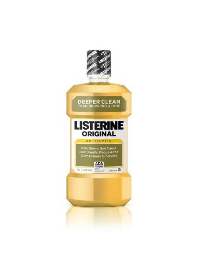 غسول فم مضاد للبكتيريا الأصلي مع تركيبة قاتلة للجراثيم لمحاربة رائحة الفم الكريهة، اللويحات والتهاب اللثة، 500 مل (عبوة من 4)