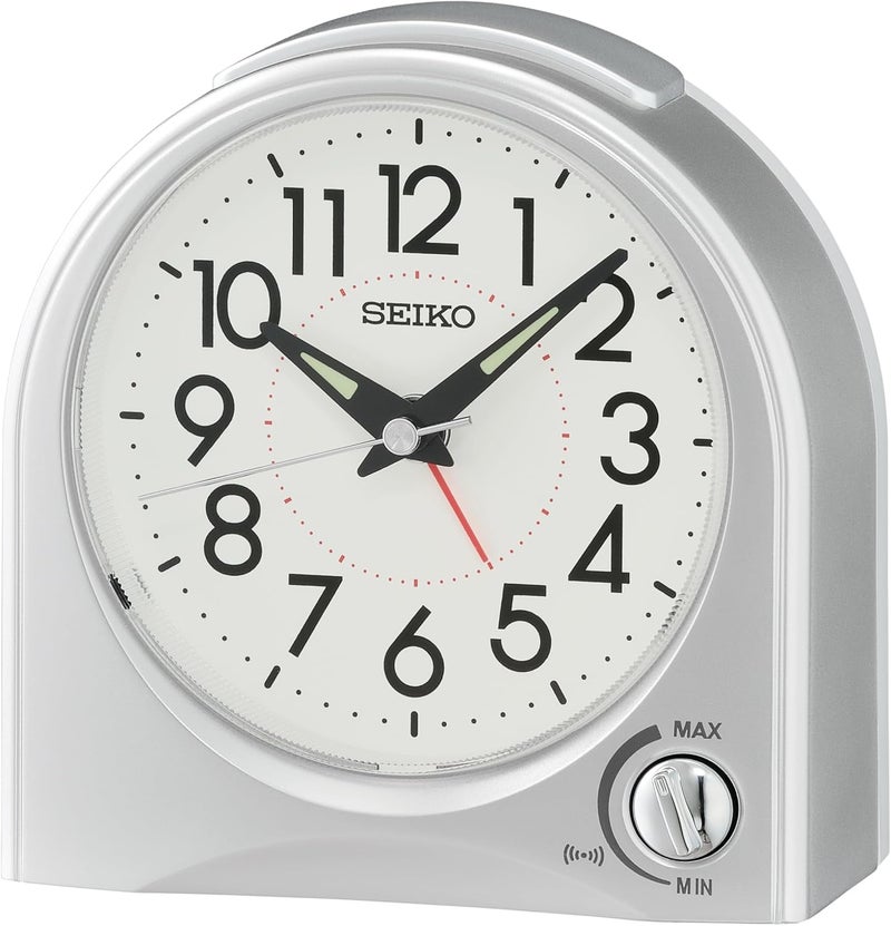 Seiko Maris Non Ticking Desk/Alarm Clock, Silver - Image 1