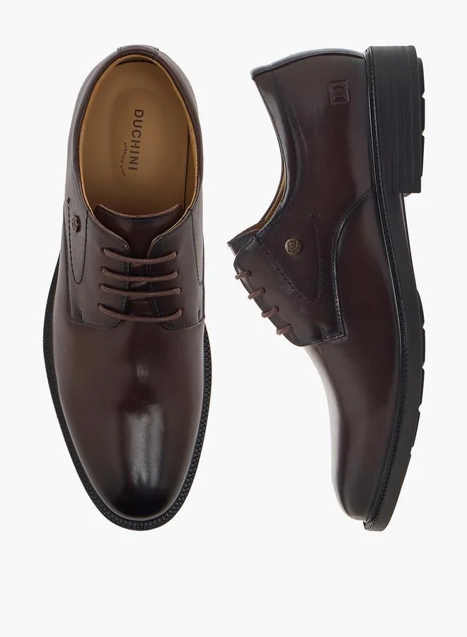 Duchini Men Lace-Up Leather Derby Shoes