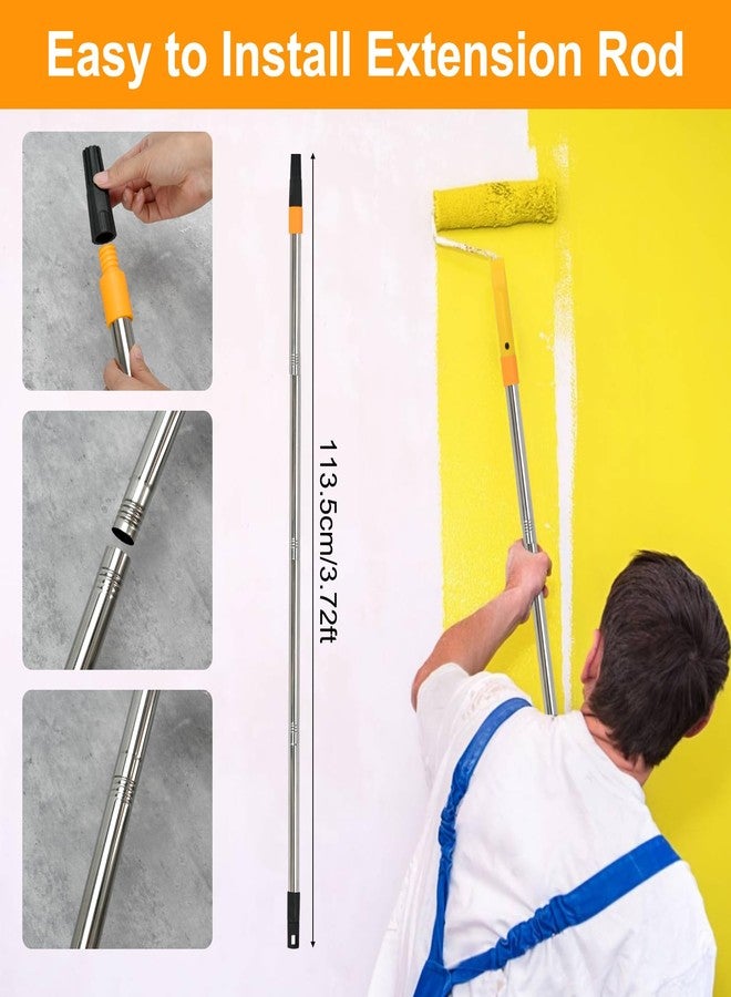 MFBJXC 13-Piece Paint Roller Kit with Extension Pole - 9 Inch & 4 Inch Microfiber Roller Covers, Paint Brush, Tray, Scraper & Adjustable Pole for Walls, Ceilings, Furniture - Professional Smooth Finish - Image 3