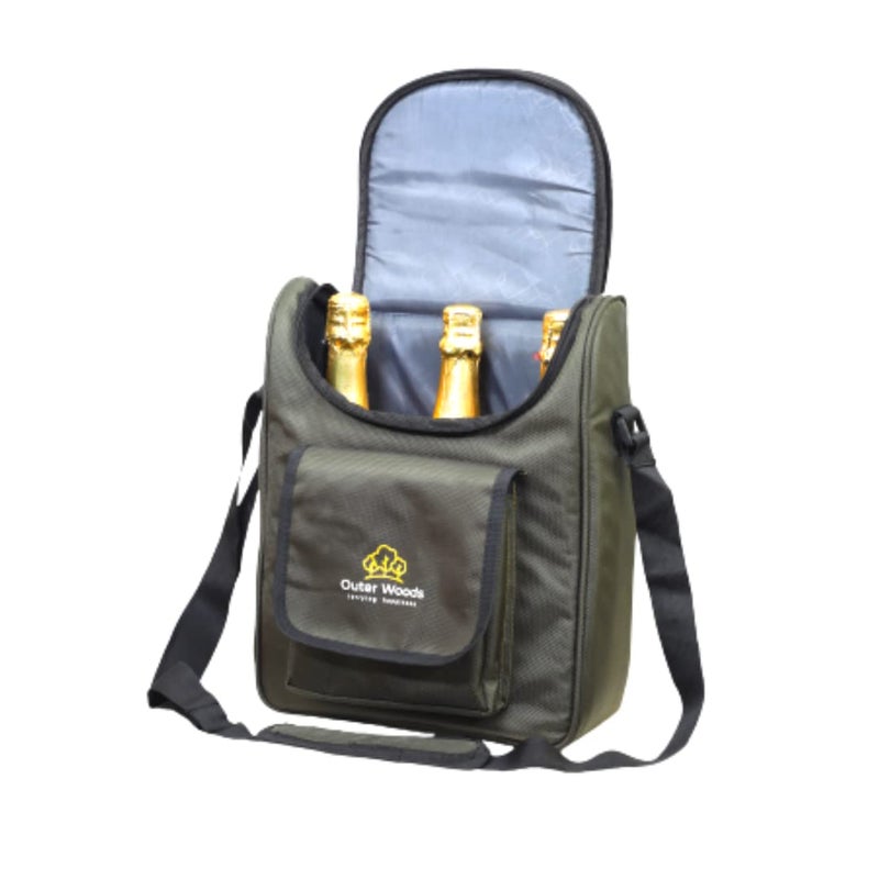 Outer Woods Insulated 3 Bottle Wine Cooler Bag 360 Degree Insulation and Padded Protection for Glass Bottles Ideal for Carrying Wine Beer Whisky Vodka Soda Juice Milk and Water Olive - Image 1