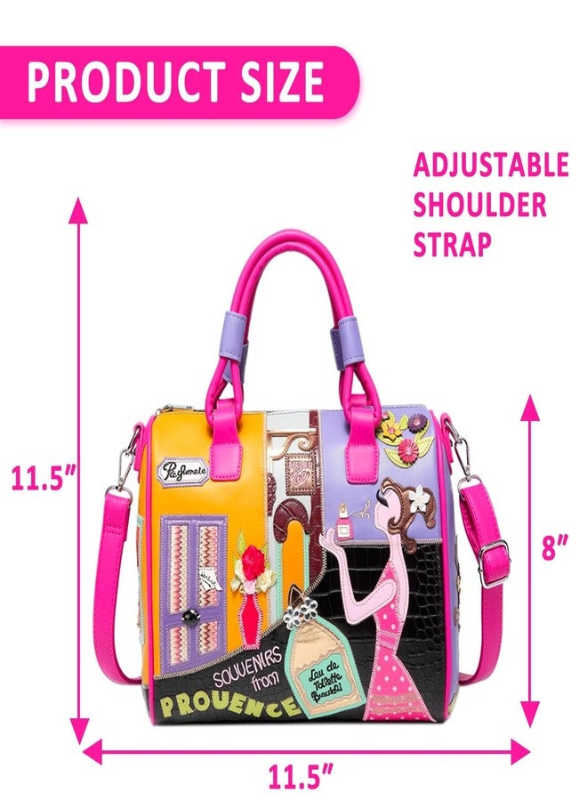 QTKJ Crossbody Bag, Colored Hand Embroidery Shoulder Bag for Women, Lovely lady Leather Purse, Tote Bag Suitable for Important Occasions, Work, Travel - Image 2