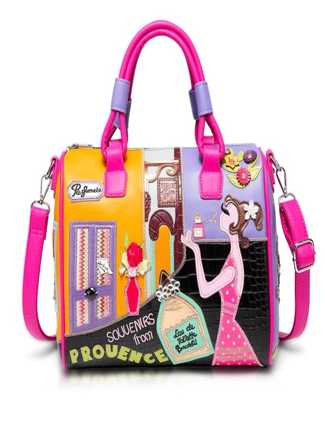 QTKJ Crossbody Bag, Colored Hand Embroidery Shoulder Bag for Women, Lovely lady Leather Purse, Tote Bag Suitable for Important Occasions, Work, Travel - Image 1