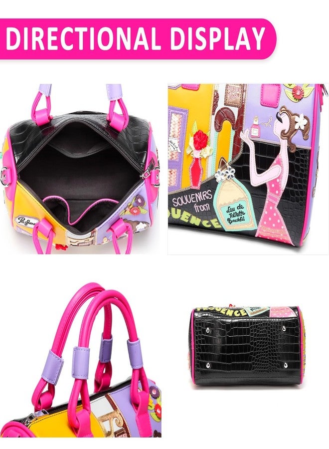 QTKJ Crossbody Bag, Colored Hand Embroidery Shoulder Bag for Women, Lovely lady Leather Purse, Tote Bag Suitable for Important Occasions, Work, Travel - Image 3