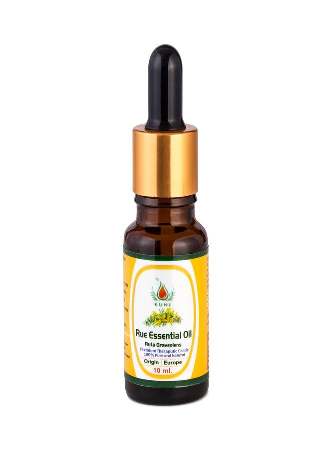 KUNJ Rue Essential Oil 10ml | 100% Pure & Undiluted | Steam Distilled Therapeutic Grade | Strong Herbal Bitter Aroma | Aromatherapy, Blending, Massage & DIY Use - Image 1