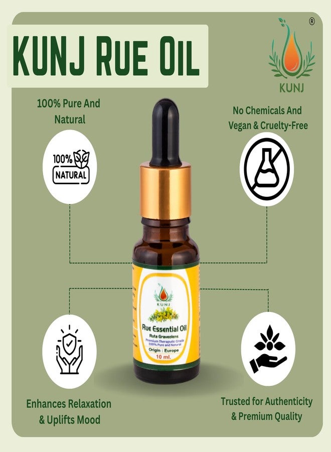 KUNJ Rue Essential Oil 10ml | 100% Pure & Undiluted | Steam Distilled Therapeutic Grade | Strong Herbal Bitter Aroma | Aromatherapy, Blending, Massage & DIY Use - Image 4