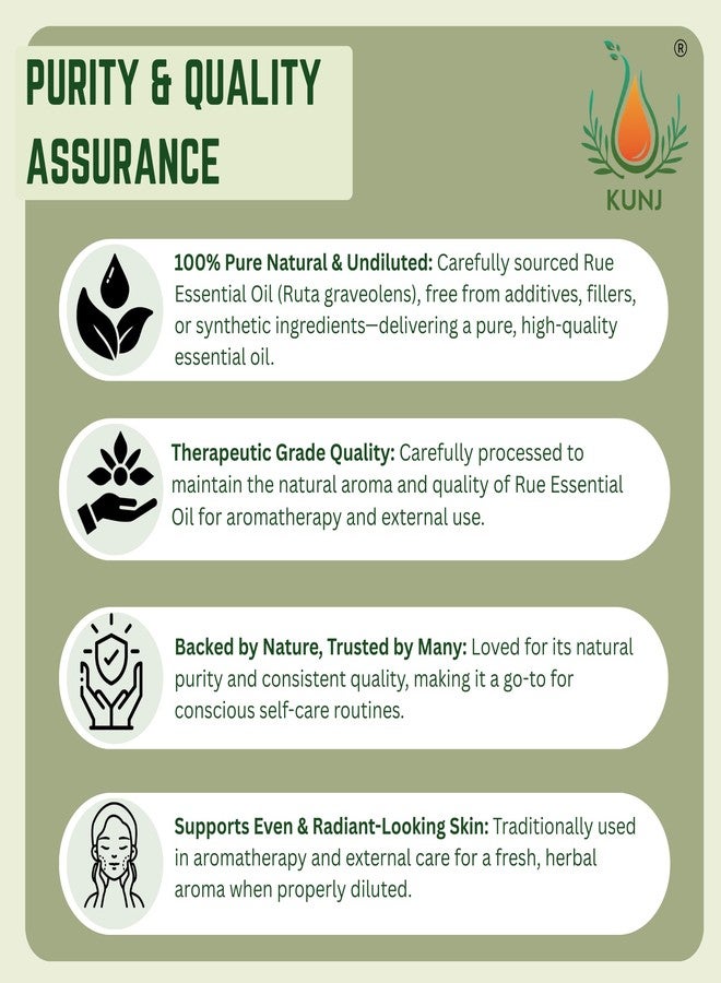 KUNJ Rue Essential Oil 10ml | 100% Pure & Undiluted | Steam Distilled Therapeutic Grade | Strong Herbal Bitter Aroma | Aromatherapy, Blending, Massage & DIY Use - Image 5