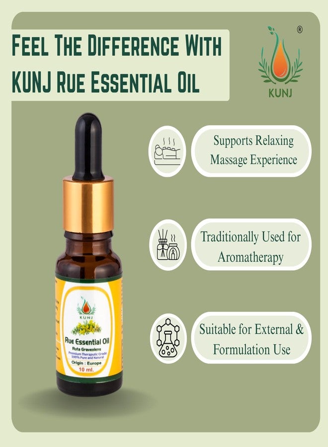 KUNJ Rue Essential Oil 10ml | 100% Pure & Undiluted | Steam Distilled Therapeutic Grade | Strong Herbal Bitter Aroma | Aromatherapy, Blending, Massage & DIY Use - Image 2