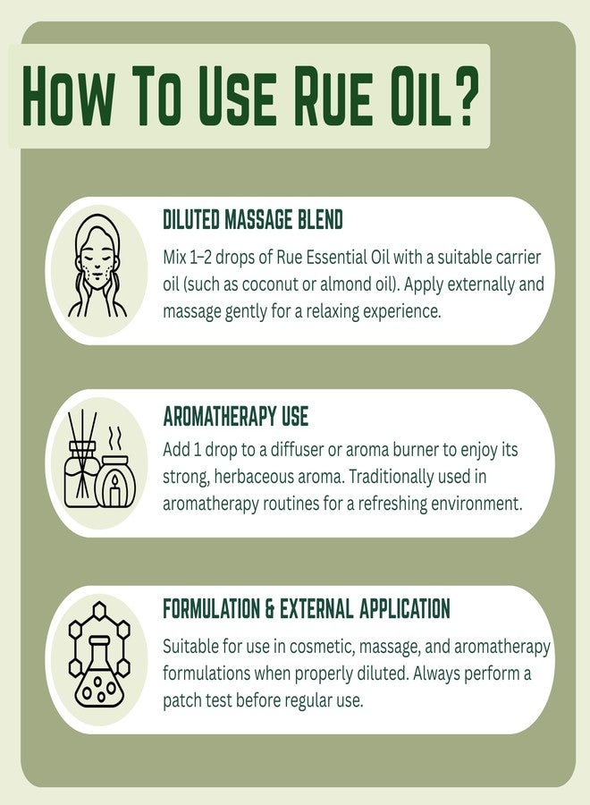 KUNJ Rue Essential Oil 10ml | 100% Pure & Undiluted | Steam Distilled Therapeutic Grade | Strong Herbal Bitter Aroma | Aromatherapy, Blending, Massage & DIY Use - Image 3