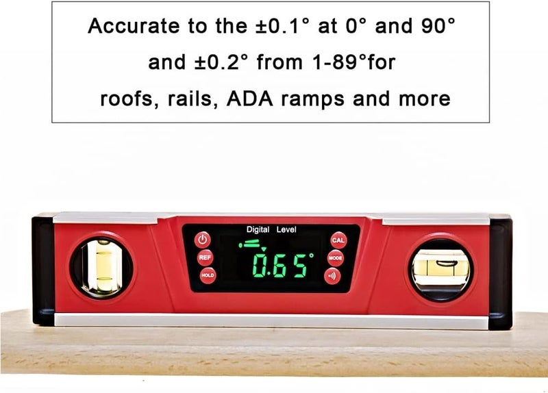 2PM TOOLS 10-Inch Digital Torpedo Level and Protractor | Neodymium Magnets | Bright LED Display | V-GROOVE MAGNETIC BASE | IP54 Dust/Water Resistant smart level with Carrying Bag - Image 5