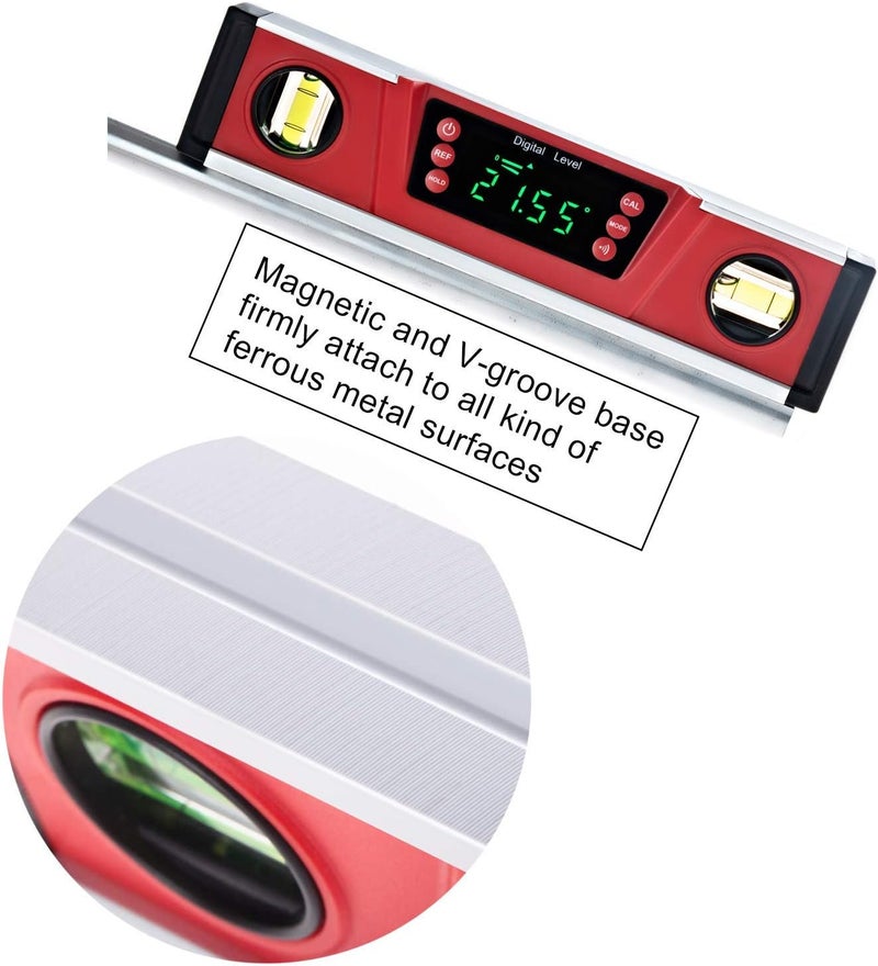 2PM TOOLS 10-Inch Digital Torpedo Level and Protractor | Neodymium Magnets | Bright LED Display | V-GROOVE MAGNETIC BASE | IP54 Dust/Water Resistant smart level with Carrying Bag - Image 3