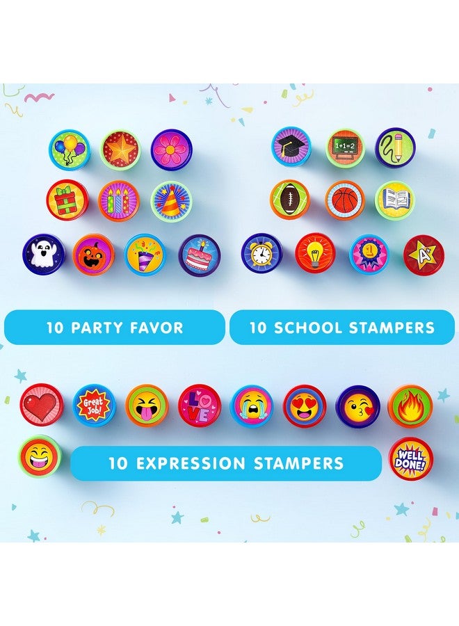 جوين طوابع جوين المتنوعة للأطفال، ٥٠ قطعة - طوابع ذاتية الحبر ب٥٠ تصميمًا، مثالية لحفلات أعياد الميلاد، وجوائز الكرنفال، وطوابع مدرسية، وحقائب هدايا، وطوابع هالوين، وعيد الميلاد (طوابع حديقة الحيوان، وطوابع العطلات) - Image 3