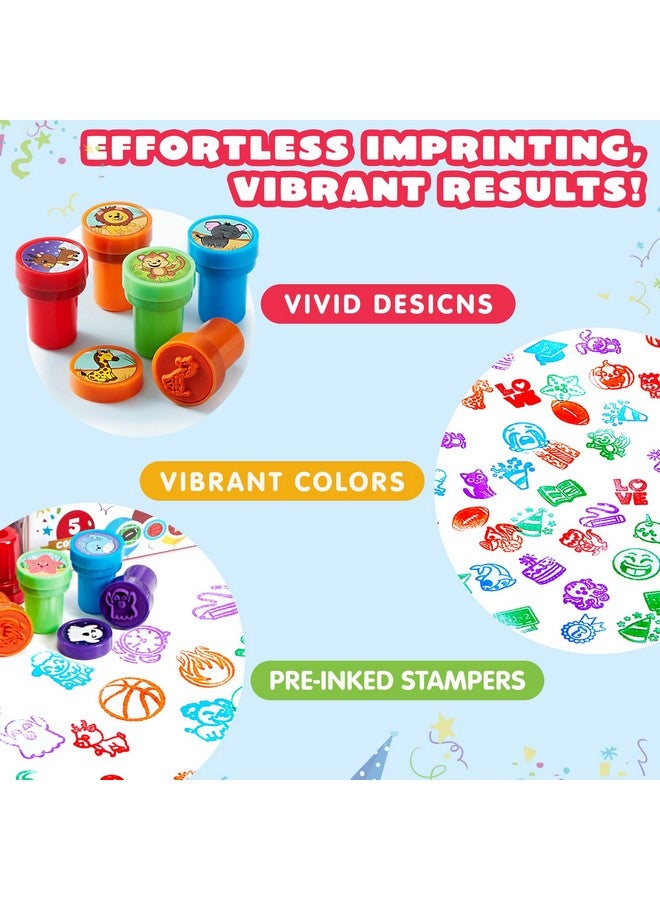 جوين طوابع جوين المتنوعة للأطفال، ٥٠ قطعة - طوابع ذاتية الحبر ب٥٠ تصميمًا، مثالية لحفلات أعياد الميلاد، وجوائز الكرنفال، وطوابع مدرسية، وحقائب هدايا، وطوابع هالوين، وعيد الميلاد (طوابع حديقة الحيوان، وطوابع العطلات) - Image 5