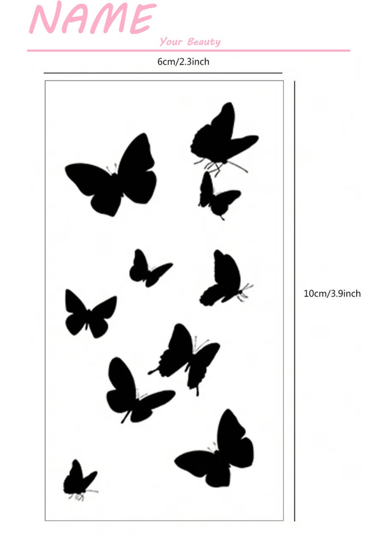 NAME 30-Sheets Waterproof Temporary Tattoo Stickers, Butterfly Love Heart Flower for Kids Adults Men and Women - Image 2