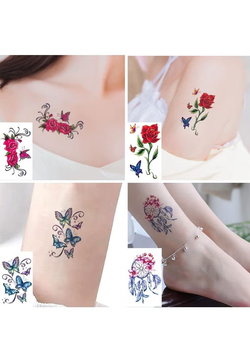NAME 30-Sheets Waterproof Temporary Tattoo Stickers, Butterfly Love Heart Flower for Kids Adults Men and Women - Image 3