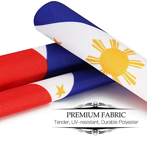 Anley Philippines Deluxe Desk Flag Set - 6 x 4 Inch Miniature Philippine Desktop Flag with 12" Solid Pole - Vivid Color and Fade Resistant - Black Base and Spear Top - Image 5