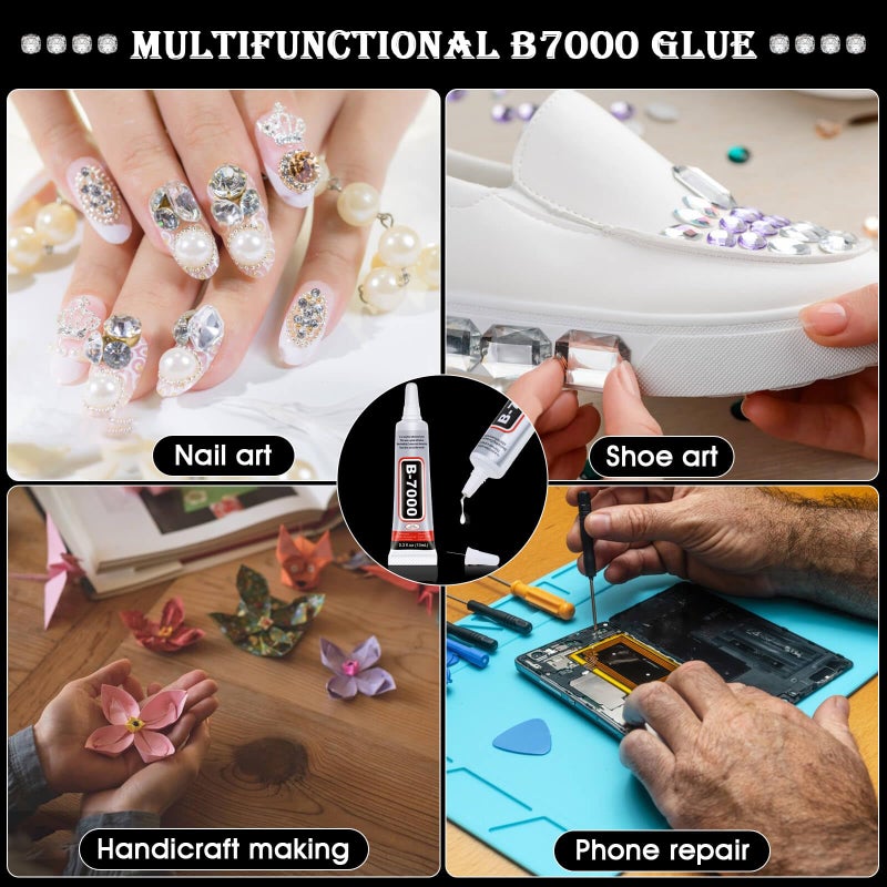 Tetutor Rhinestone Fringe with B7000 Glue Multipurpose Adhesive, 1 Yard Sparkle Rhinestone Trim, Rhinestones Fringe Trim, Sliver Diamond Fringe Rhinestones Belt - Image 5