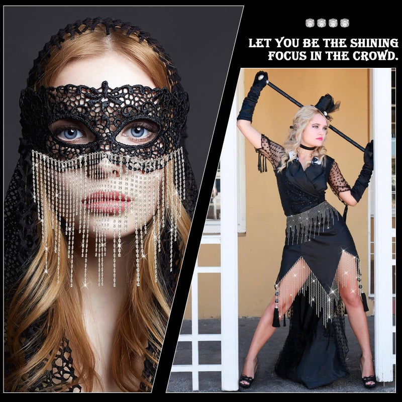 Tetutor Rhinestone Fringe with B7000 Glue Multipurpose Adhesive, 1 Yard Sparkle Rhinestone Trim, Rhinestones Fringe Trim, Sliver Diamond Fringe Rhinestones Belt - Image 4