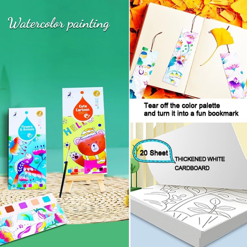 Excefore Water Color Paint Sets for Kids, Travel Pocket Watercolor Kit with Paints and Brushes, Arts and Crafts for Girls Boys, Water Colors Paint Book Kids, Watercolor Coloring Books for Kids Ages 4-8 - Image 4